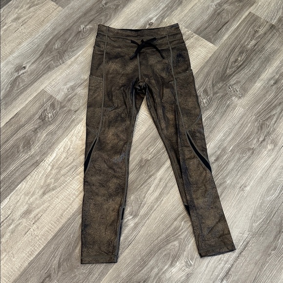 Zyia Bronze Copper Metallic Pocket Drawstring Luxe 7/8 24" legging Size 2 EUC - Picture 4 of 7